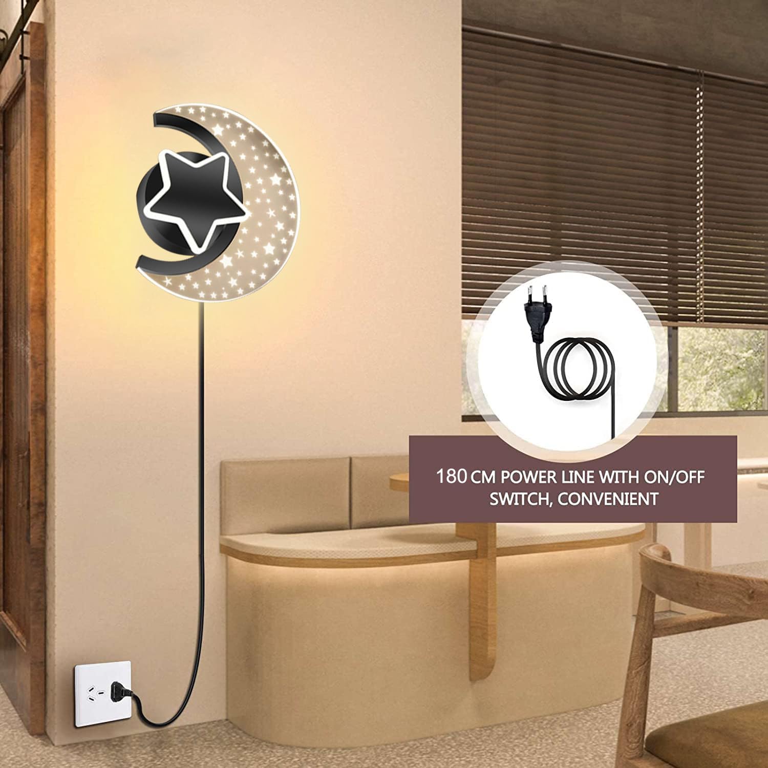 12W LED Binnen Wandlamp met Stekker, Touch Control Wandlampn Dimbaar