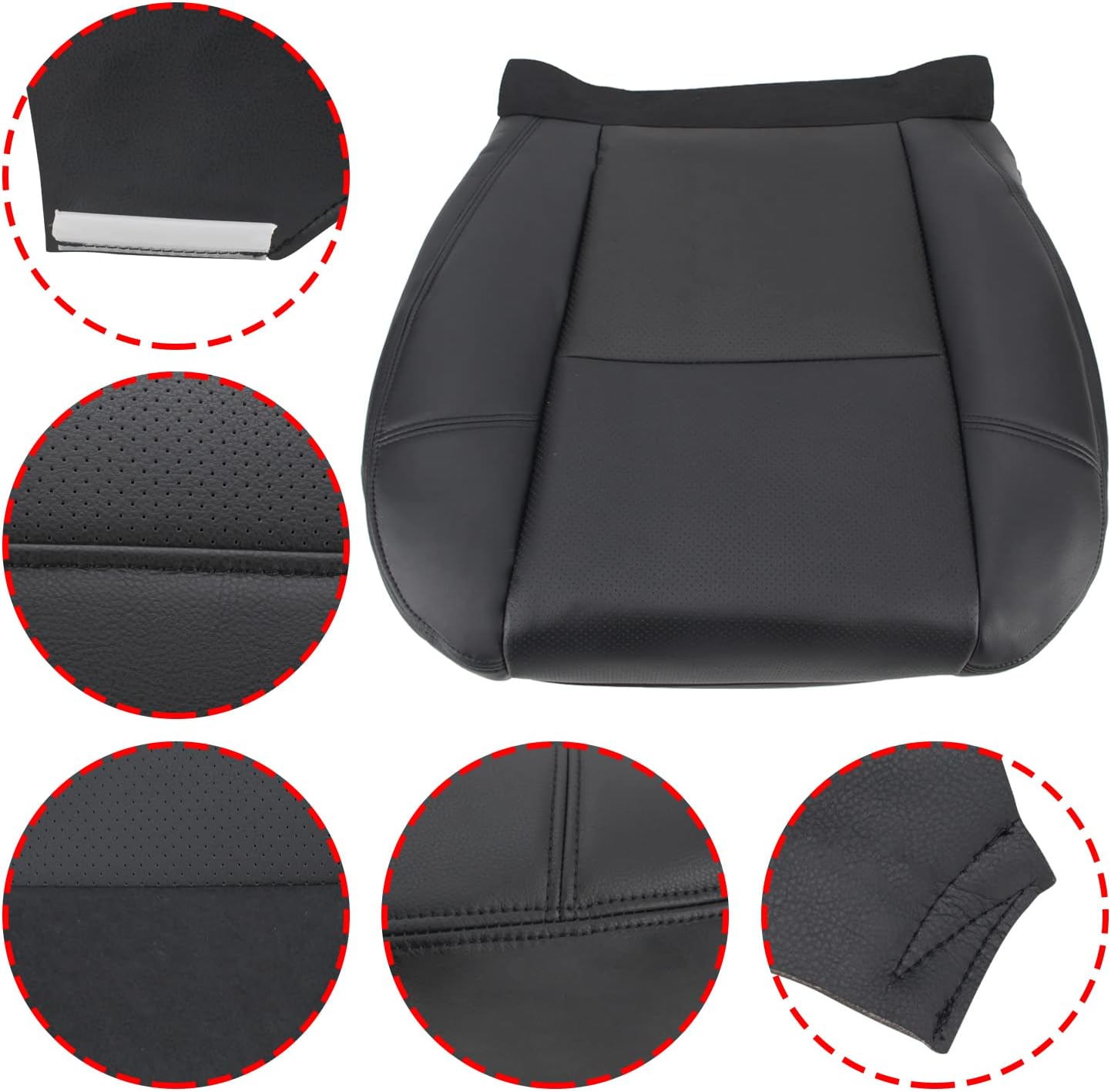 Carbhub Leather Seat Cover Black for Cadillac Escalade ESV EXT 2007 2008 2009 2010 2011 2012 2013 2014