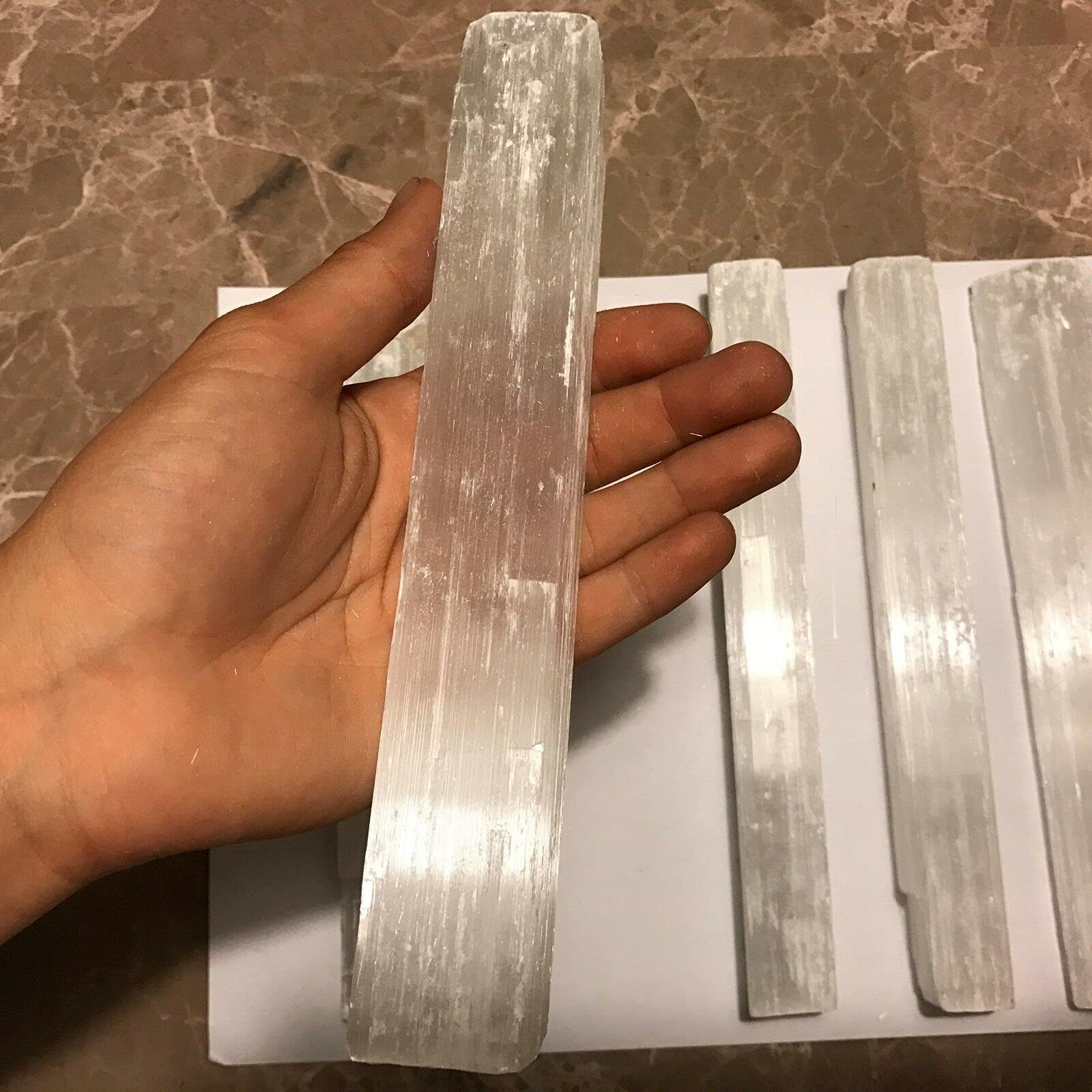 Selenite Wand Stick 6-8.5 Inches Long - 1 to 2 inches Wide - Rough Stick - Healing Stone