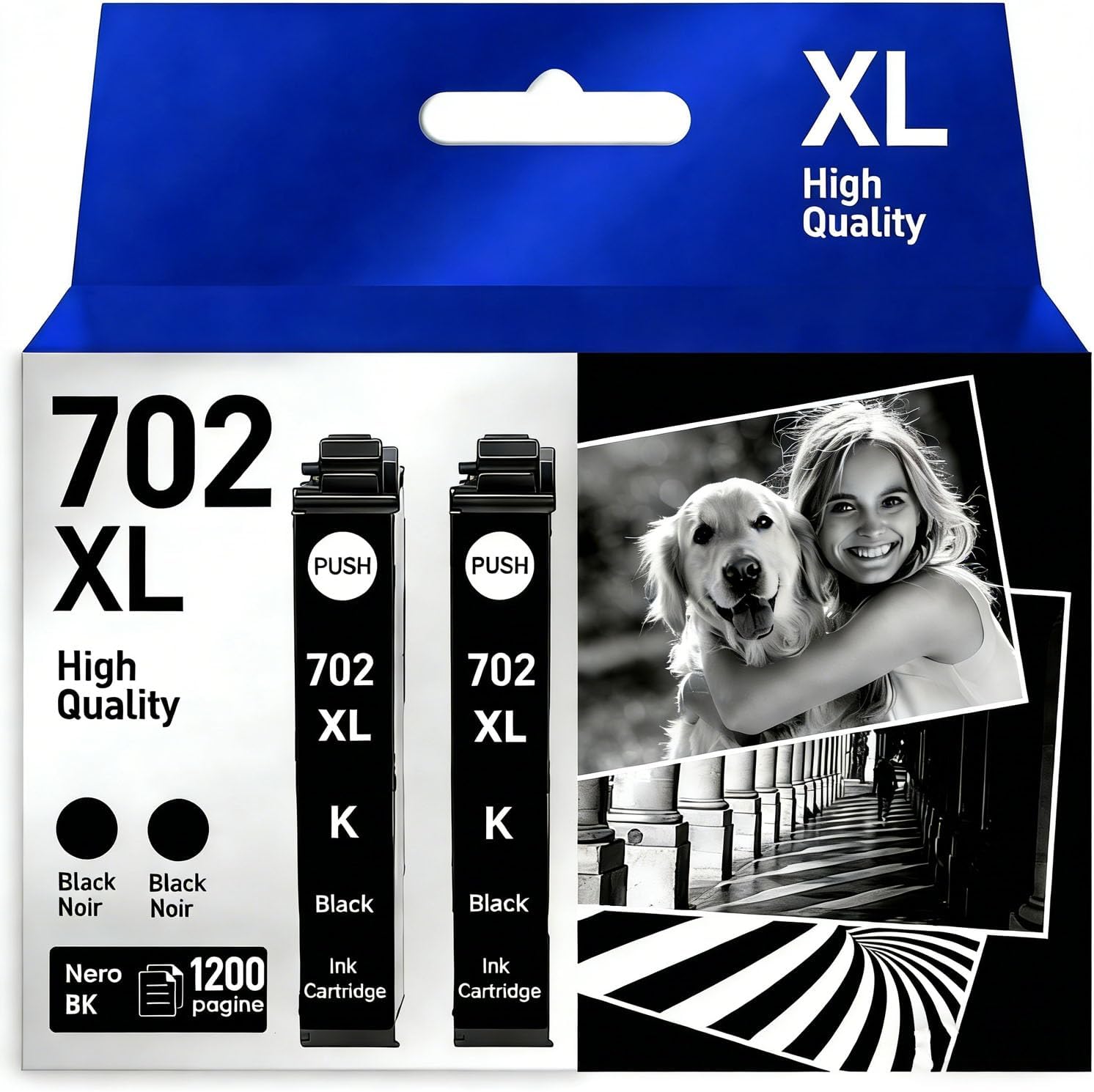 212XL 212 Black Ink Cartridges Remanufactured for 212 212XL T212XL T212 Ink Cartridge Work with XP-4100 XP-4105 WF-2850 WF-2830 Printer, New Upgraded Chips(2 Black)