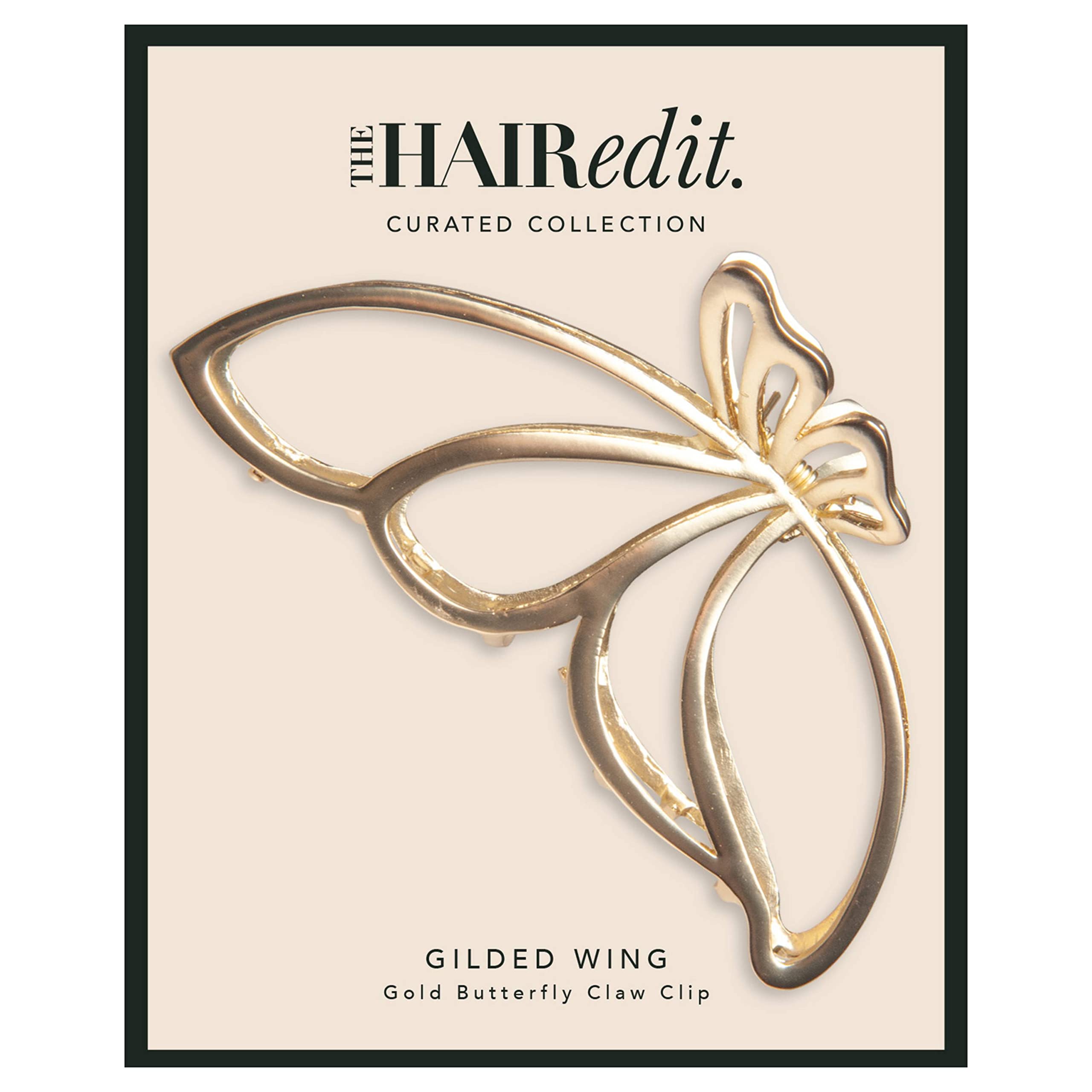 The Hair Edit Gilded Wing Clip - Large Soft Gold Metal Butterfly Claw Clip