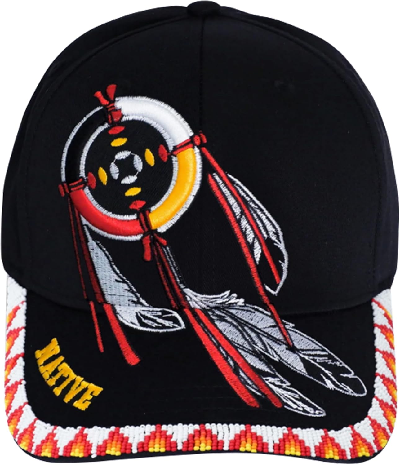 Native American Baseball Cap with Embroidered Design and Handmade Beaded Brim, 3D Beaded Hat Gift for Mom or Dad
