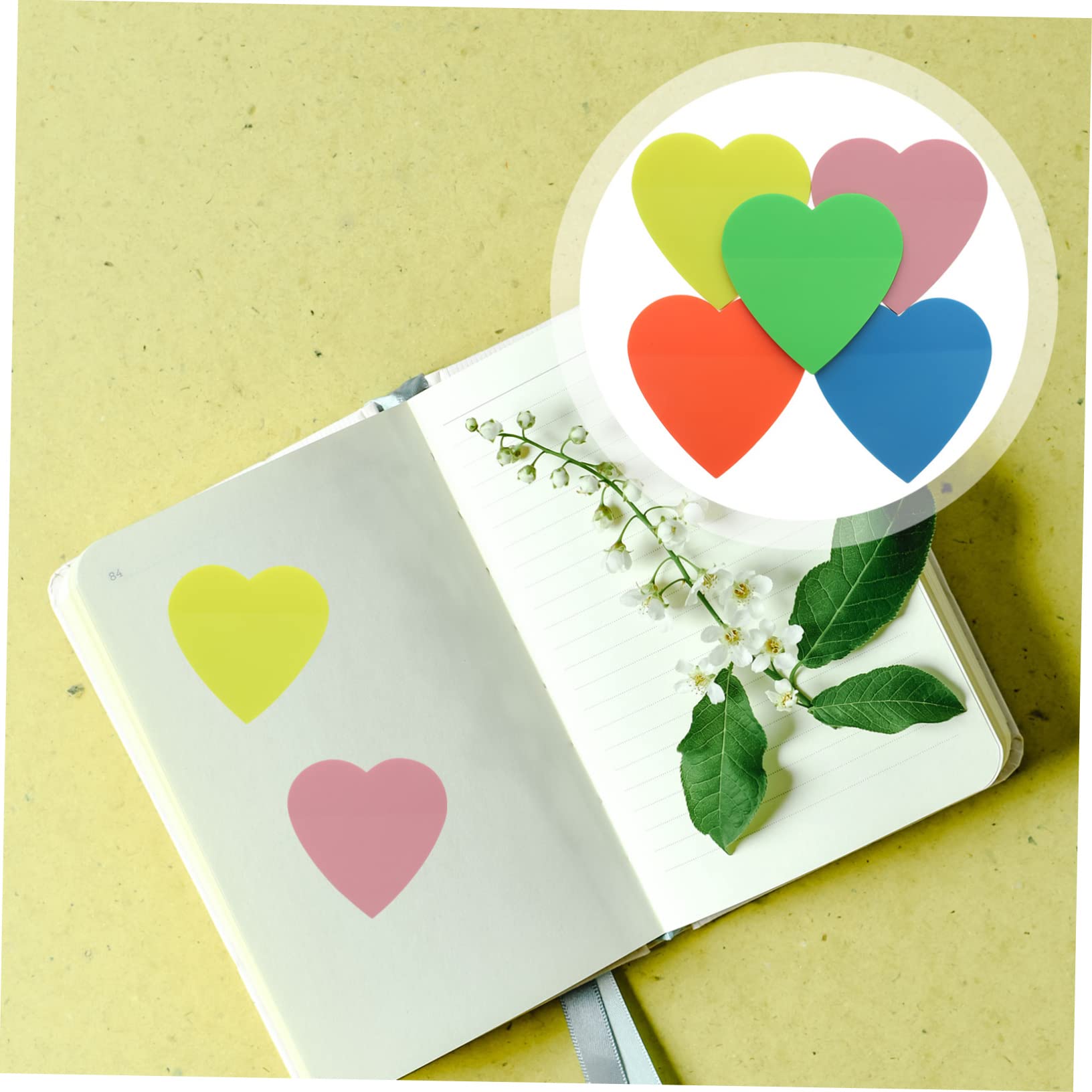 HOMSFOU 5 Pezzi Memo Stickers Adesivi Note Colorate Trasparenti per Ufficio e Scuola Pratici Blocchetti Autoadesivi per Studenti e Insegnanti