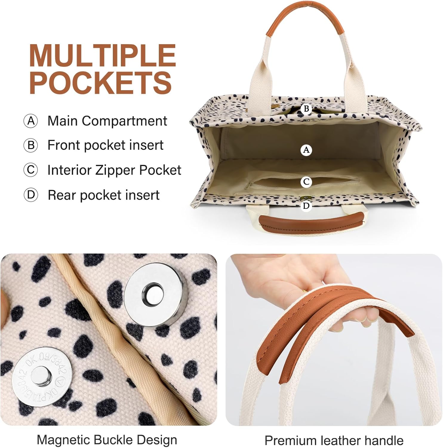 Canvas Tote Bag for Women, Large Work Purses Bible Tote - Image 5