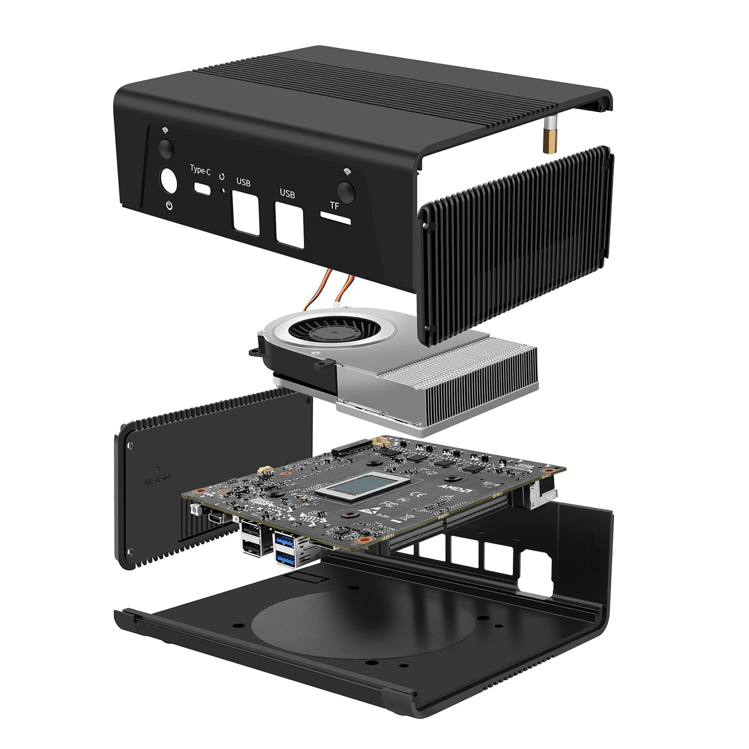 Micro Firewall Appliance, Mini PC, PFSense, Mikrotik, OPNsense, VPN, Router PC, AMD Ryzen 5 5500U, RJ11, 4 x Intel 2.5GbE I226-V LAN, Type-C, TF, HDMI, DP, 32G RAM, 512G SSD