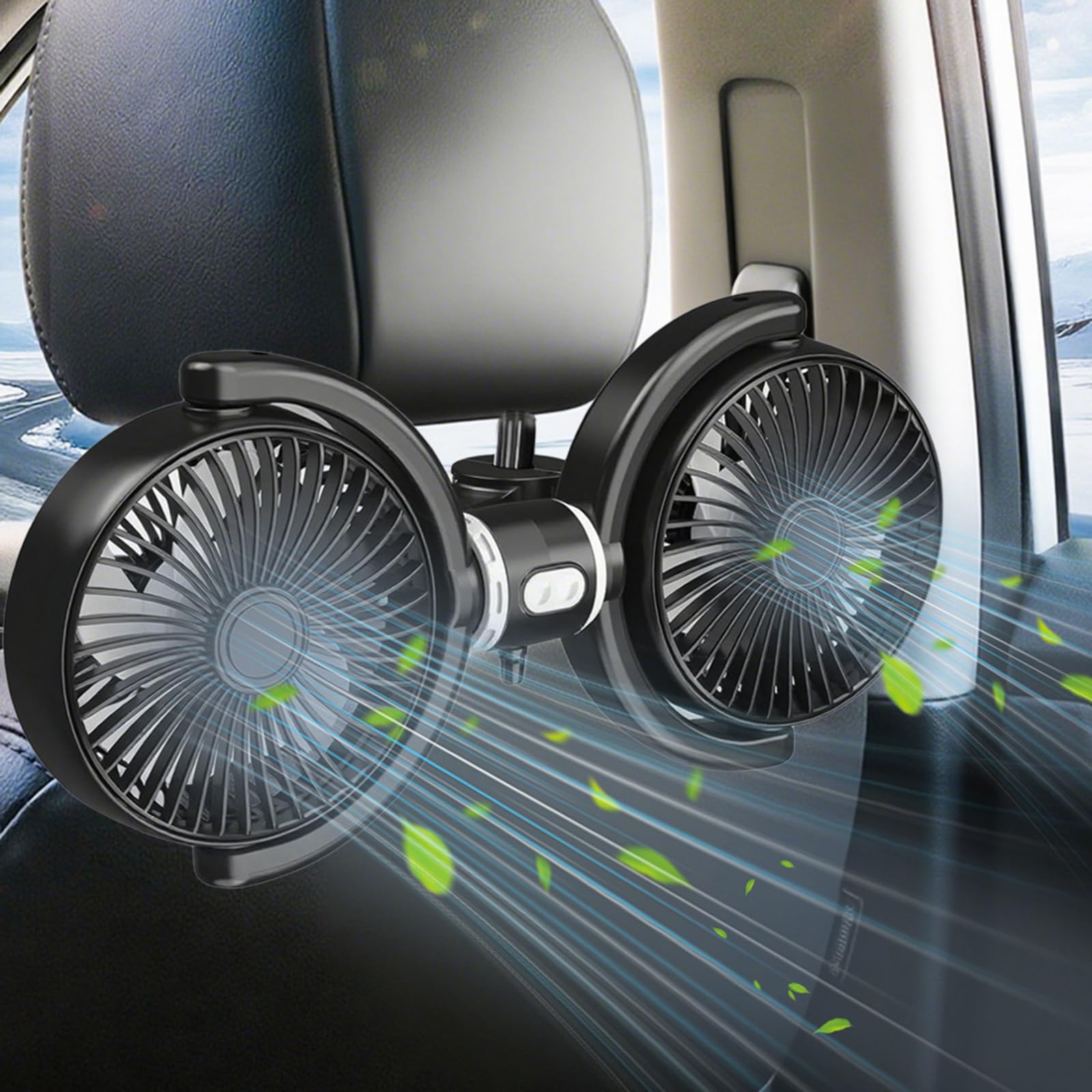 車 扇風機 車用ファン 後部座席USB充電 PhyiFlbey 車用扇風機 双頭…