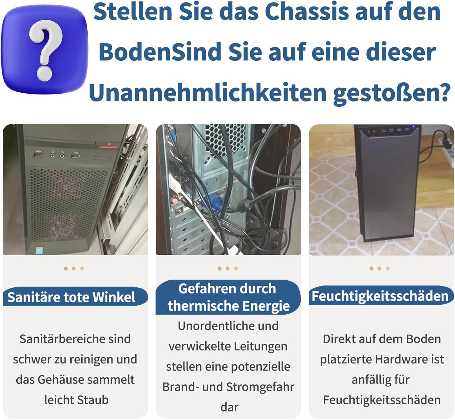 PC Stand, PC Holder Under Desk, Computer Desktop Universal Adjustable with Wheels