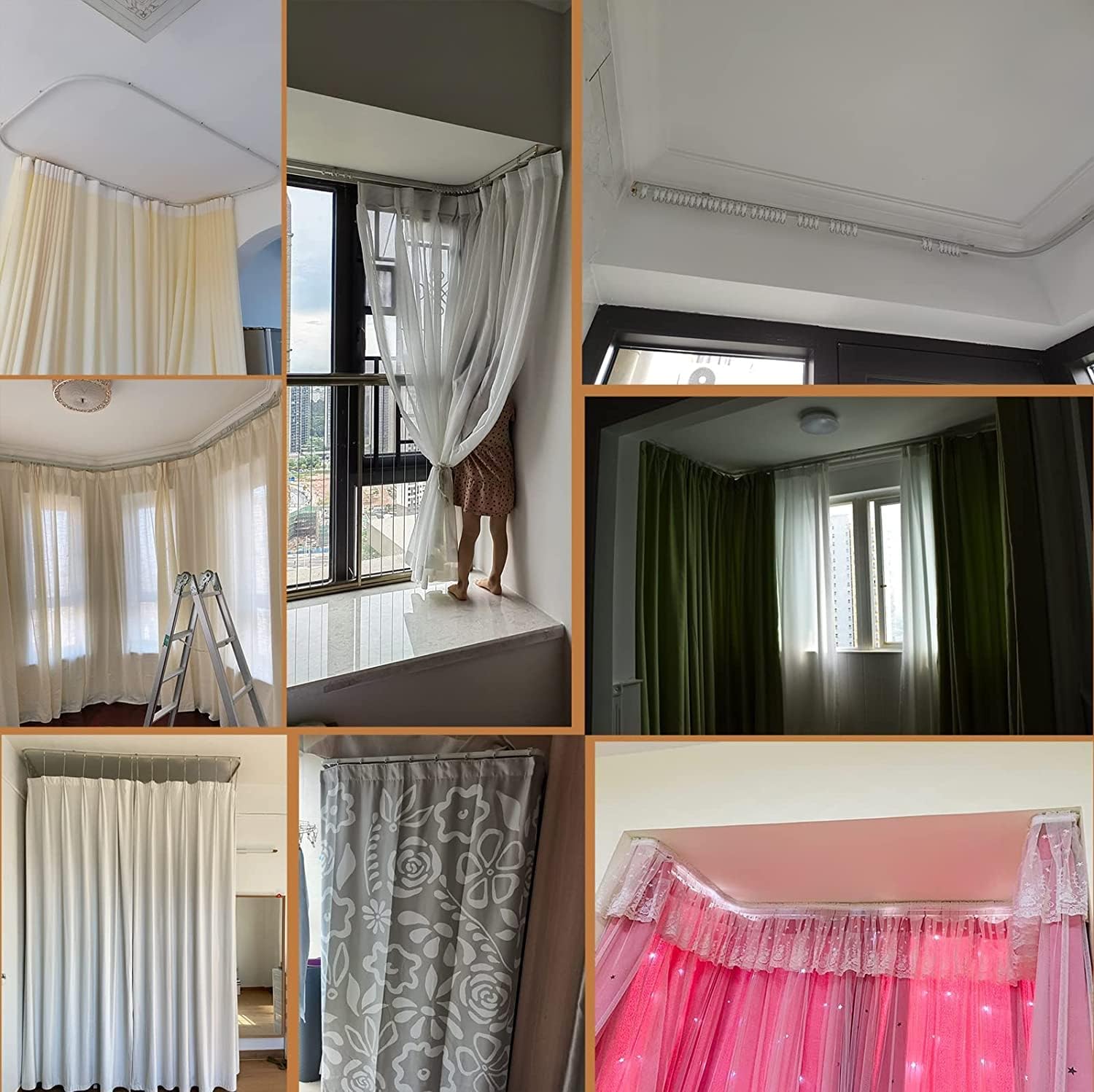 Heavy Duty Gold Aluminum Curved Ceiling Track System for Shower Curtains & Room Dividers - Rustproof, Bendable, Ceiling/Wall Mount, 15m/49ft - Ideal for Hospitals & Privacy Solutions