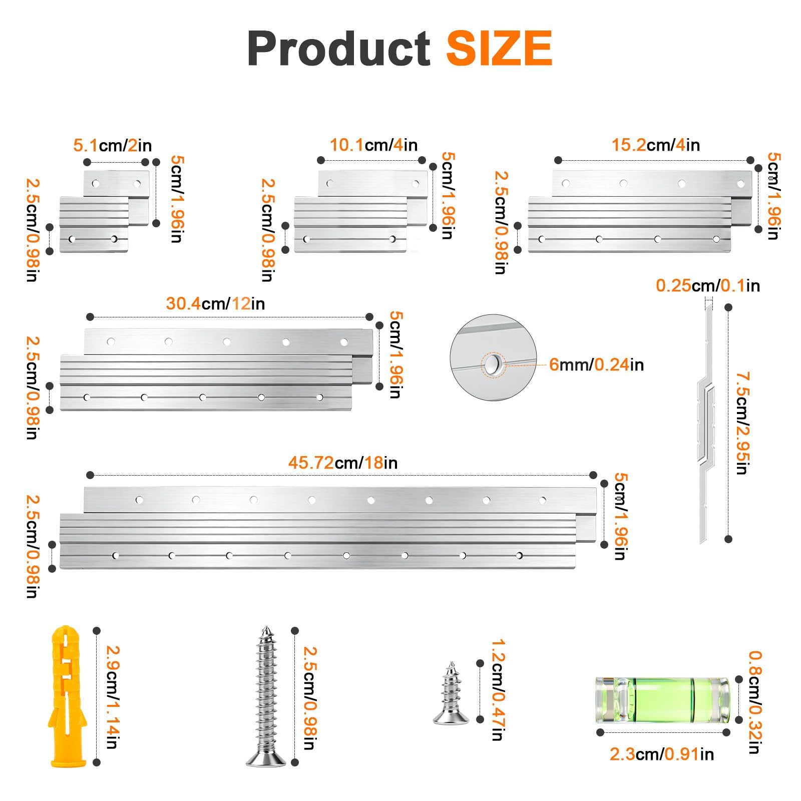 Staffe A Z Alluminio 30cm per Foto Specchiera Pesante Ganci Viti