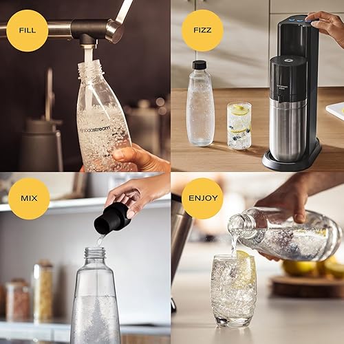 Miniatura 4 de SodaStream E-Duo - Máquina de agua con gas (negro) con 60 litros de CO2, 1 botella de carbonatación sin BPA y (1) botella de vidrio de 1 litro