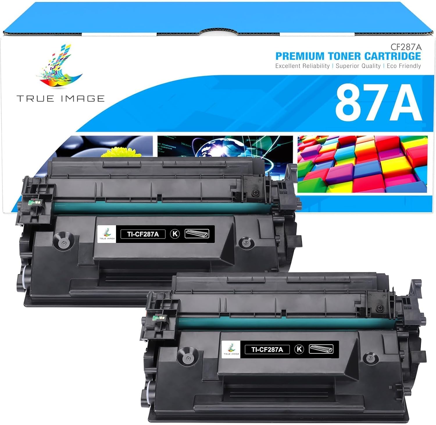 TRUE IMAGE Compatible 87A Toner Cartridge Replacement for HP 87A 87X CF287A CF287X for HP LaserJet Enterprise M501dn M506dn M506n M506x, MFP M527dn M527f Printer Ink (Black, 2-Pack)