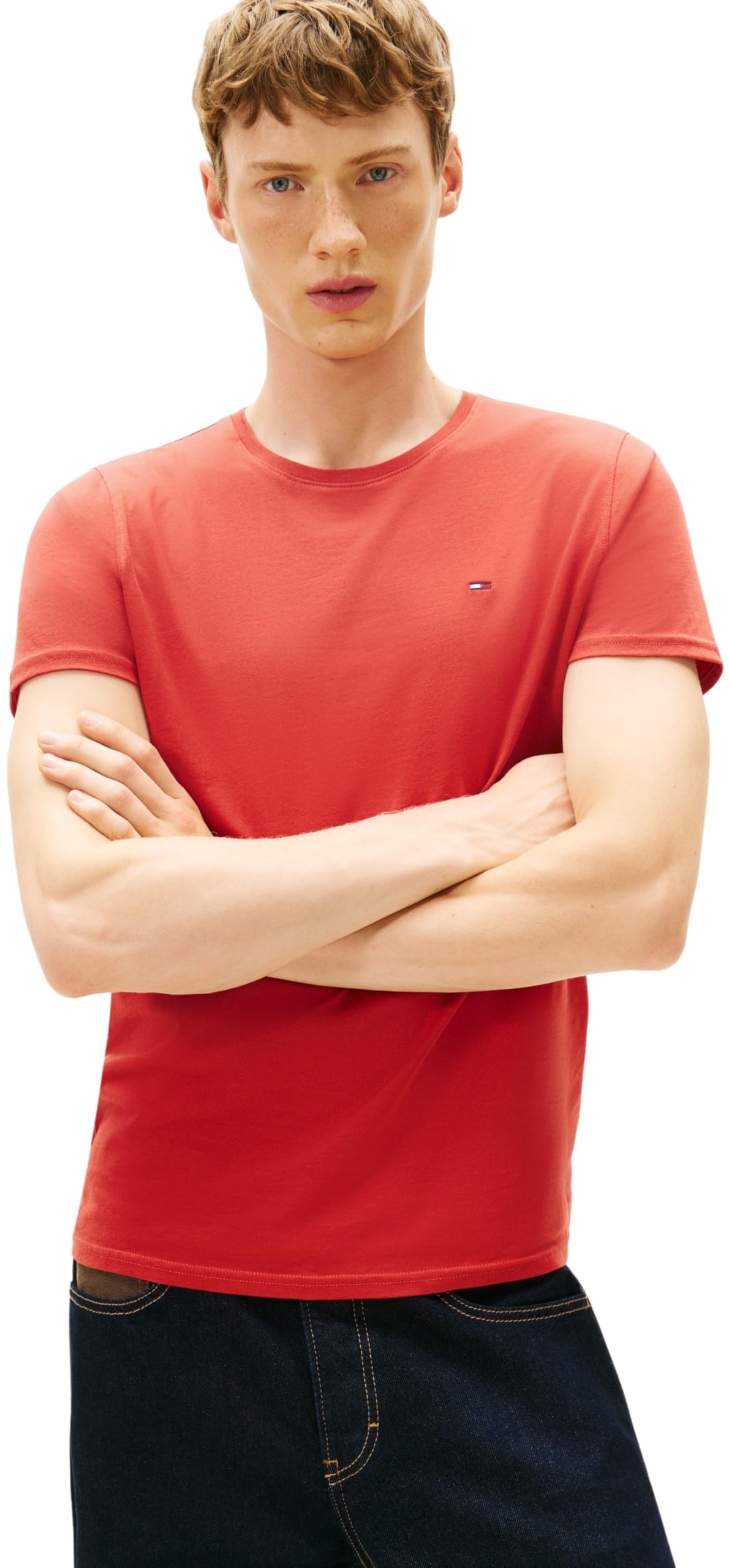 Tommy Jeans Men's TJM Xslim Jersey Tee Ext Dm0Dm04411 S/S T-Shirt, RED (Terracotta Red), S