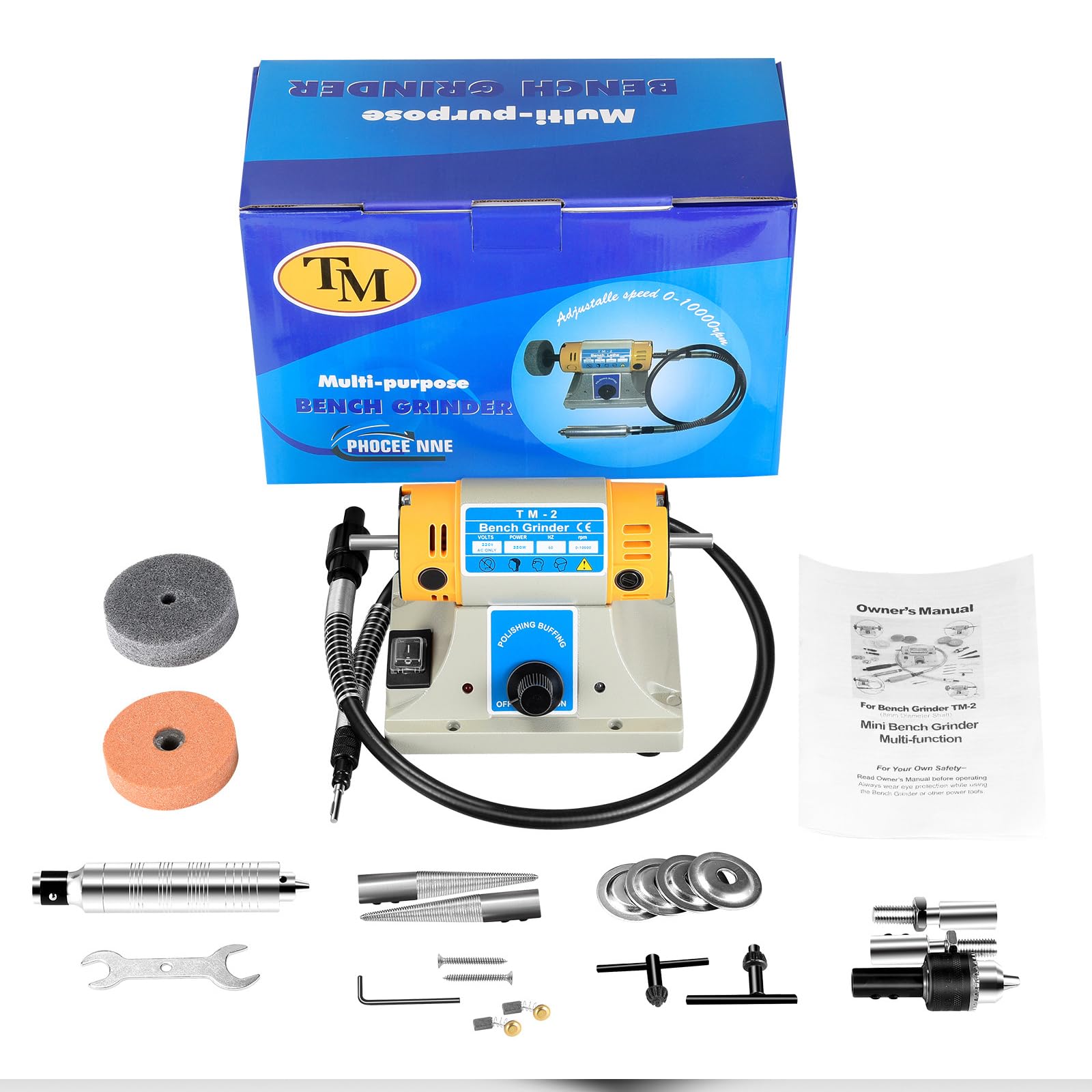 Lucidatrice da banco 350W 10000 rpm Piccola macchina per il taglio e la lucidatura della giada da tavolo multifunzionale per la lavorazione del legno Rettificatrice per gioielli