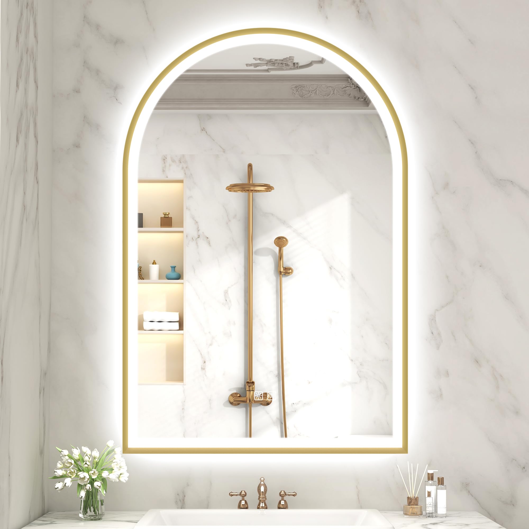 新品24-25NOVEMBER ARTISVE145cm Amazon.com: S'bagno 24x36 Arched Gold LED Mirror for