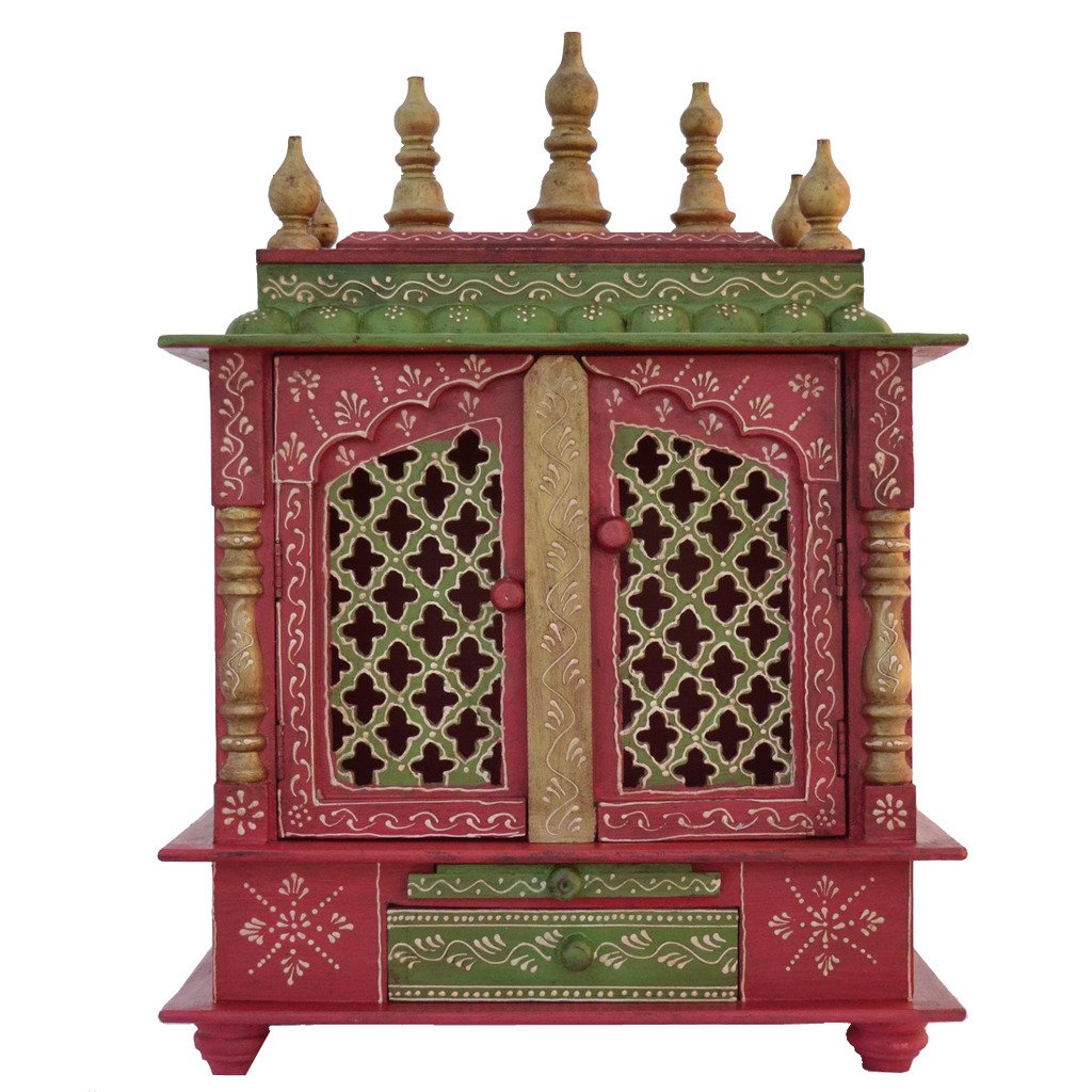 Templo de madera artesanal para rezar en casa con elegante acabado mandap