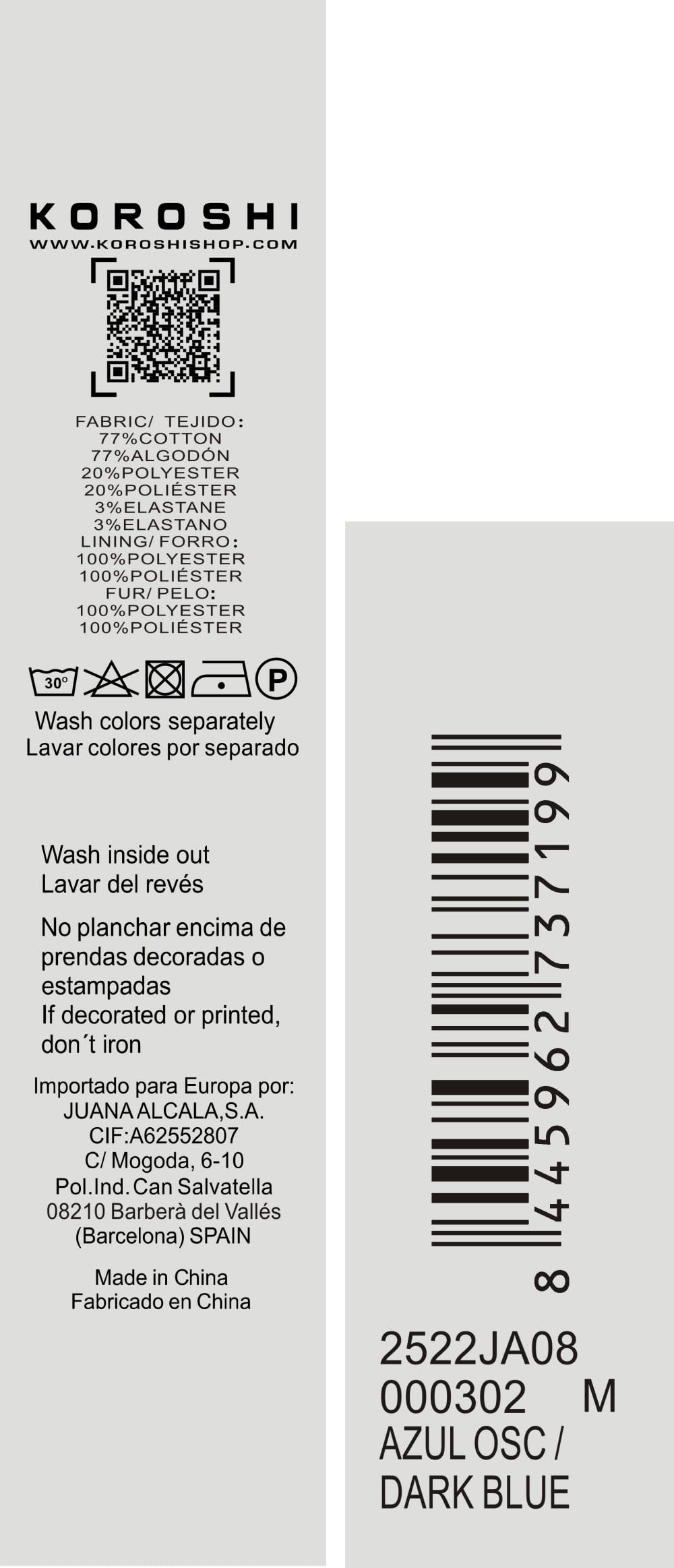 Koroshi Chaqueta cazadora vaquera denim oscuro forro interior efecto pelo y cuello pelo no animal extraíble