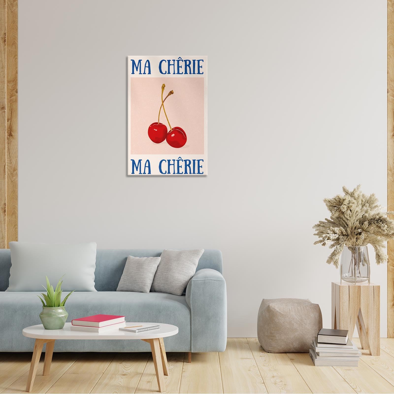 HQPCNGZ Vintage Funky Cherry Canvas Wall Art 70s Red Blue Posters Room Aesthetic Prints Painting Girls College Dorm Apartment Decor 16x24in Unframed