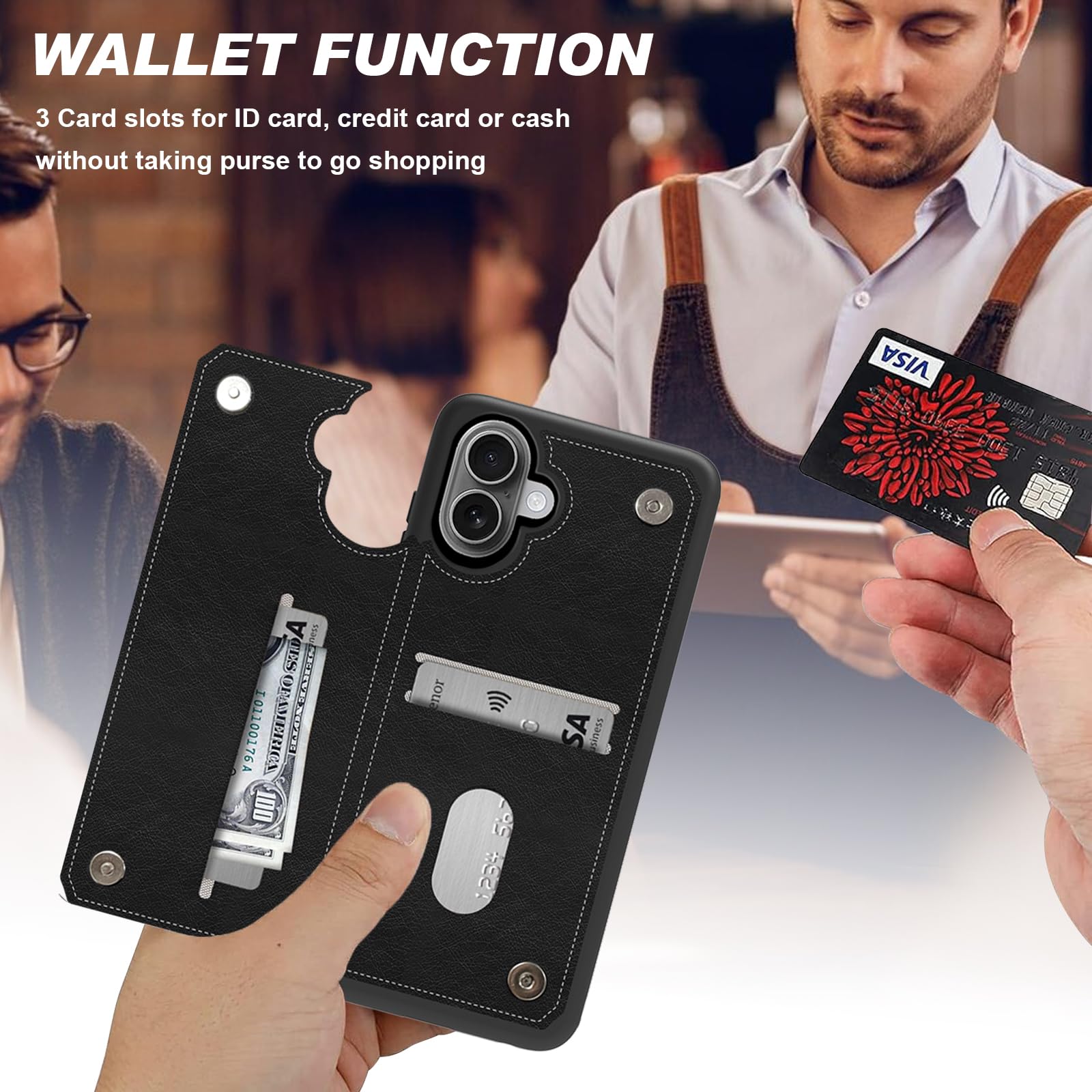 ETLKJVBL For IPhone 16 Pro Case Wallet With Card Holder, Cute - View #4