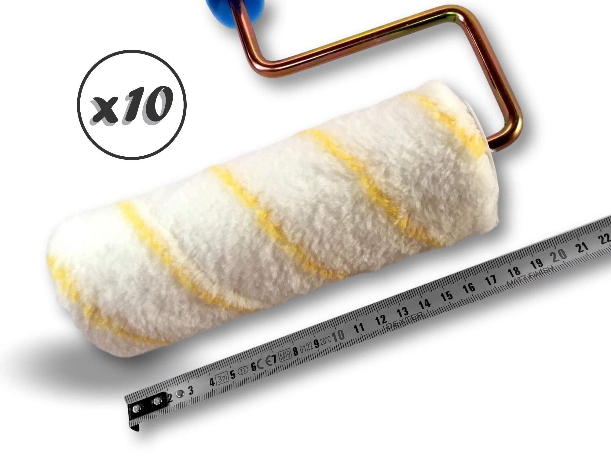 Kibros Lot 10 rouleaux peinture polyamide rayé jaune Ø alésage 8 mm 180