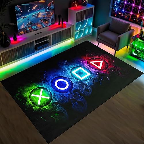 Miniatura 3 de Alfombras de área de juegos, alfombra de jugador para niños, decoración de habitación de jugadores, alfombras de juegos para niños y adolescentes,