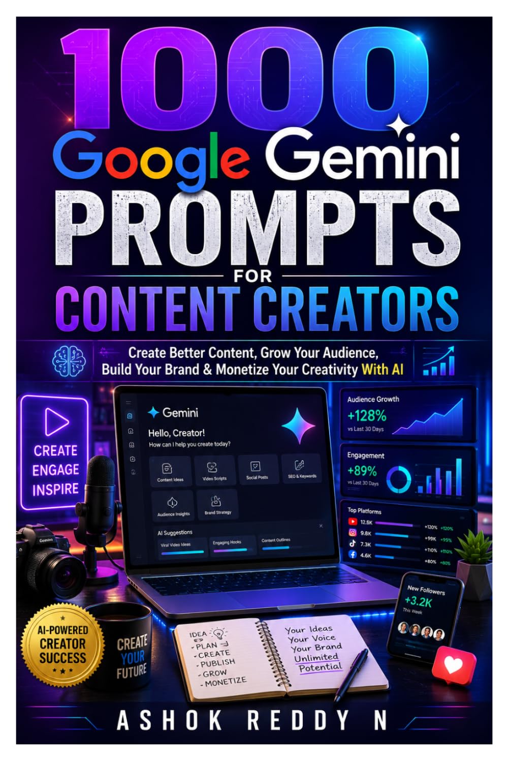 1000 Google Gemini Prompts for Content Creators: Create Better Content, Grow Your Audience, Build Your Brand & Monetize Your Creativity With AI