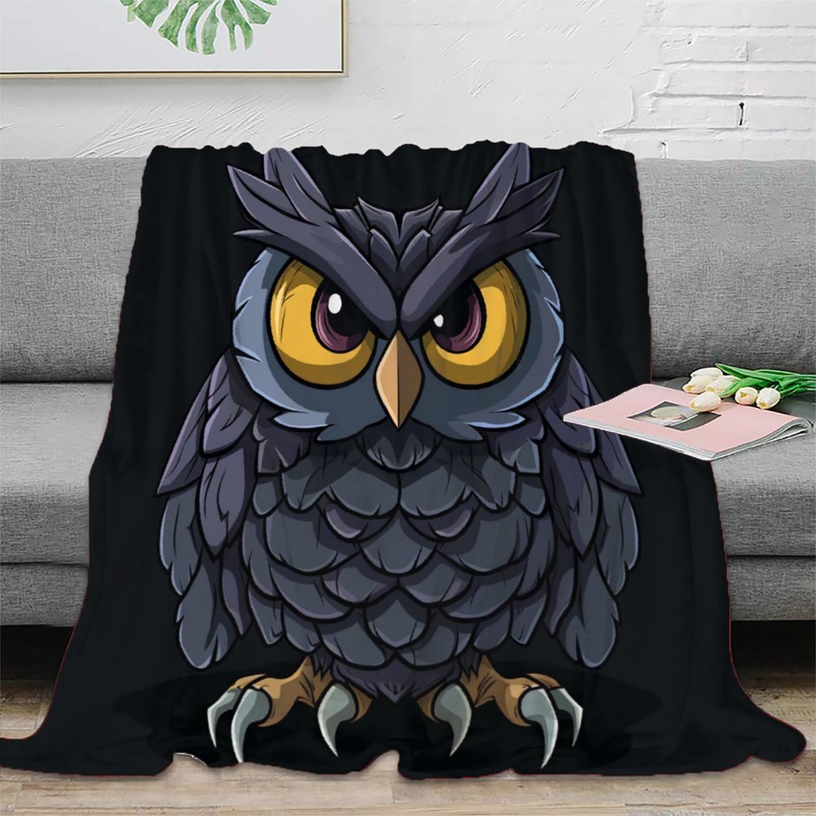 Couverture douce hibou cadeau de Noël idéal pour lit enfant