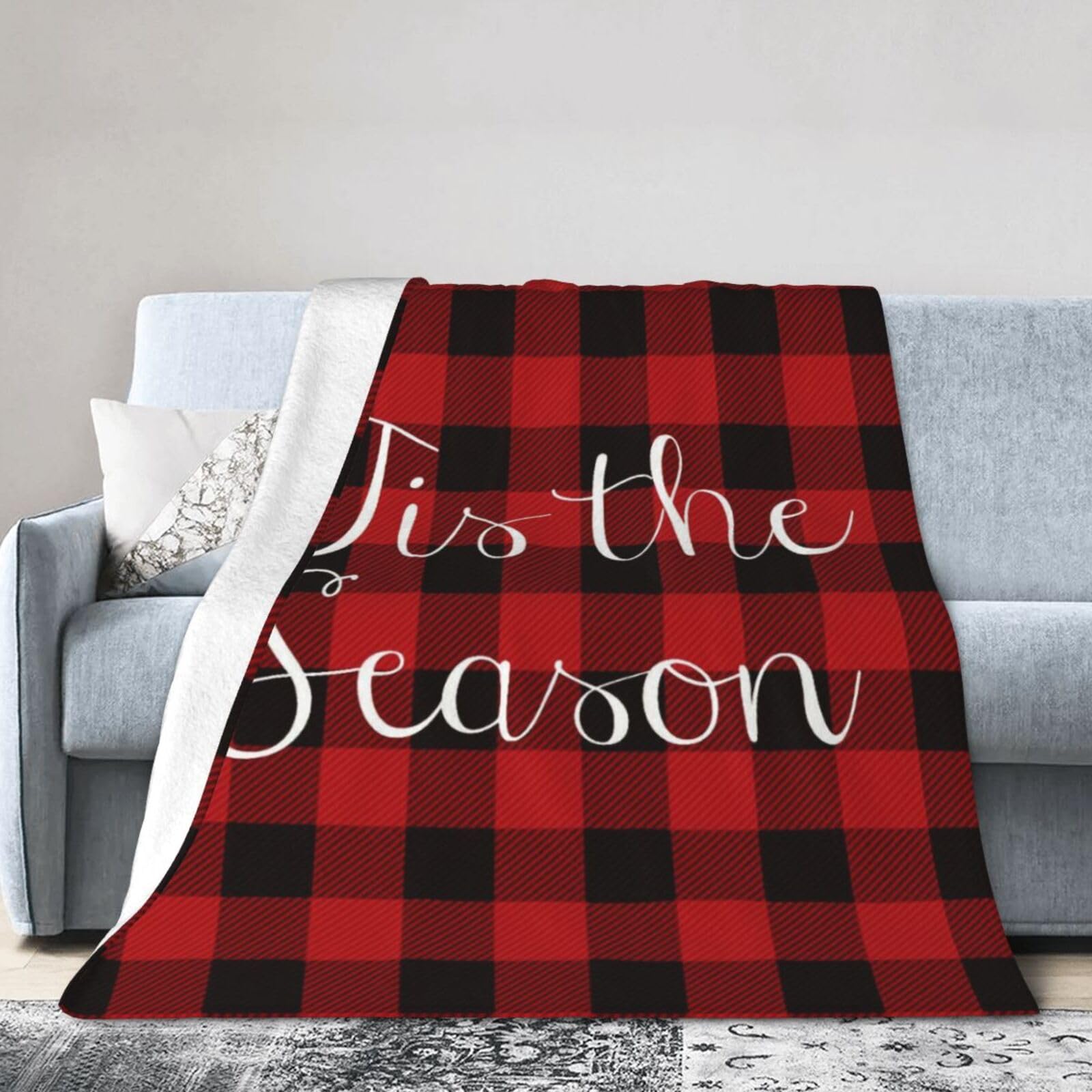 ERTDFXCV Christmas Plaid Blanket 50"x40"