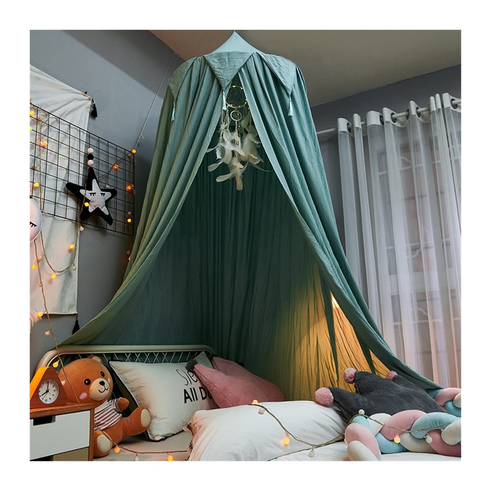 Tenda a baldacchino per Bambini Tenda per Letto a baldacchino per Culla Tenda per Letto in Tessuto ombreggiante Tenda per Letto a baldacchino per Principessa Hung Dome con Lettino in Pizzo Decor