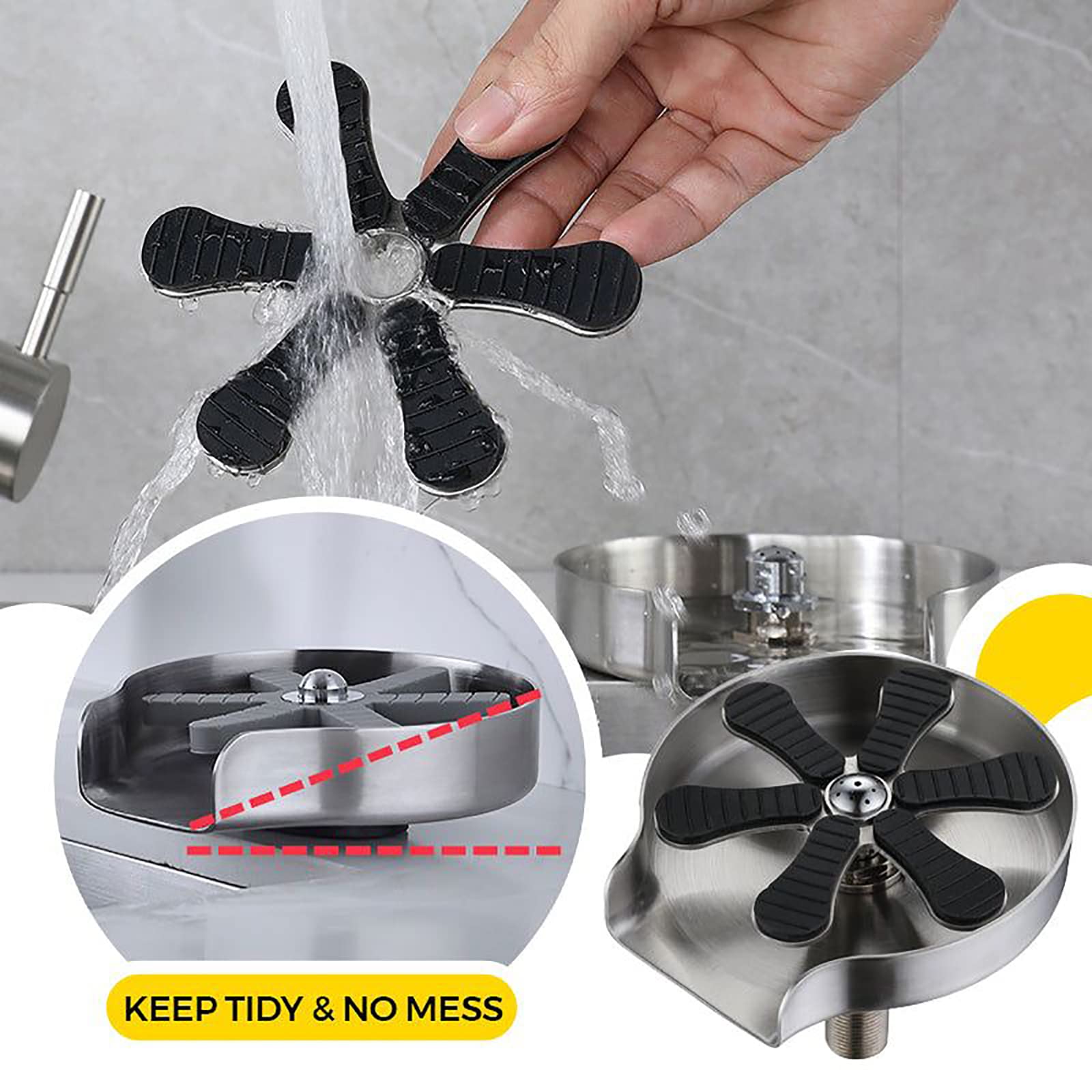 Lavavasos, Lavavasos Automático De Alta Presión Con Nueve Orificios, Con Manguera De Doble Extremo De 60 Cm + Desviador De 4 Puntos, Utilizado En Fregaderos De Cocina Y Cafeterías