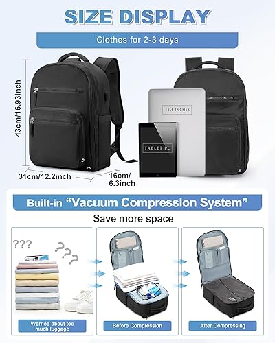 Miniatura 4 de Mochila de transporte de viaje, mochila estética para laptop para mujeres y hombres, aprobada por aerolíneas, A1- verde, Grande