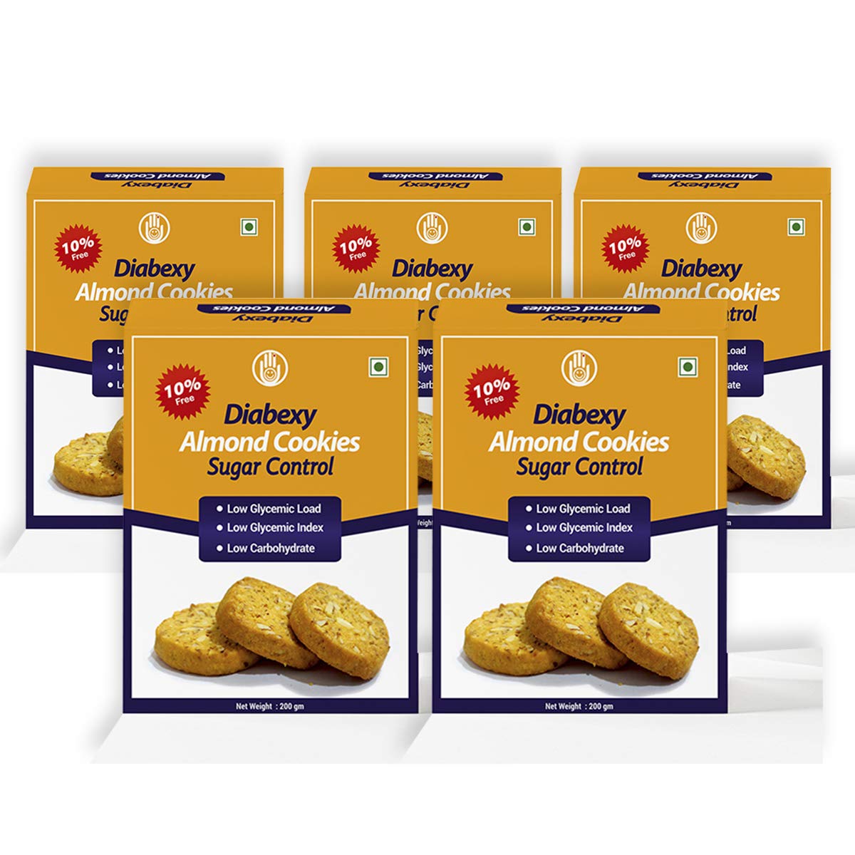 diabexy - Cookies for Sugar Control - Assorted Flavors (Almond, Pack of 5 Boxes)