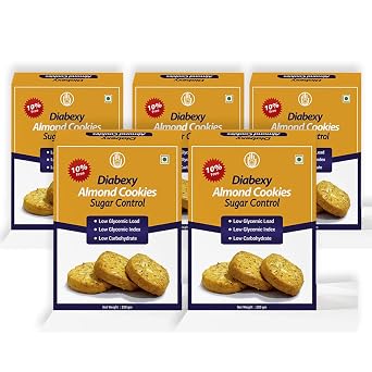 diabexy - Cookies for Sugar Control - Assorted Flavors Almond, Pack of 5 Boxes
