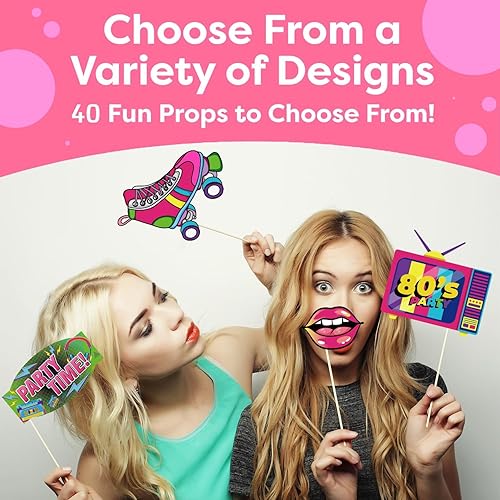 Miniatura 6 de M AMFEOV 40 accesorios para cabina de fotos de los años 80, decoraciones de fiesta de los años 80, decoraciones de fiesta de cumpleaños de los 80,