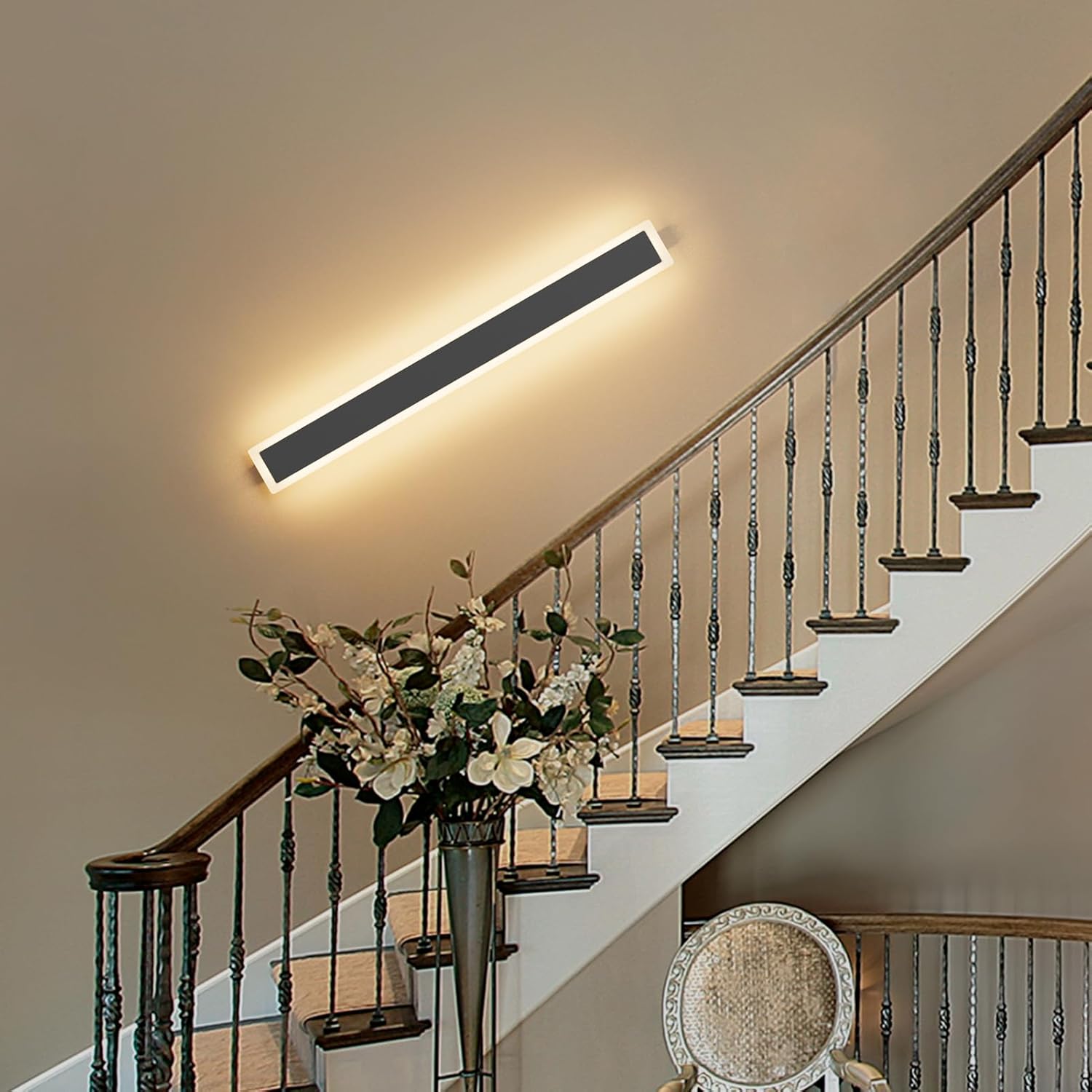Tipace Modern LED Outdoor Sconce 31.5IN 24W Black Exterior Wall Light Fixture 2pack Long Outdoor Wall-Mounted Lamp Fixture with Frosted Acrylic for Patio,Porch,Courtyard (3000K)
