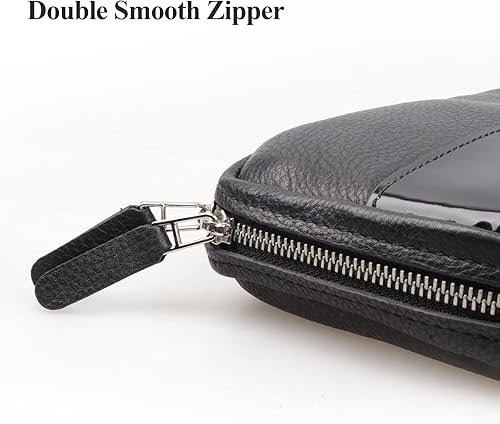 Vista 9 de FIREDOG Bolsa de cigarros, de cuero genuino, portátil, caja de cigarros para el día del padre, hombres, marido (capacidad para 5-6 puros, negro)