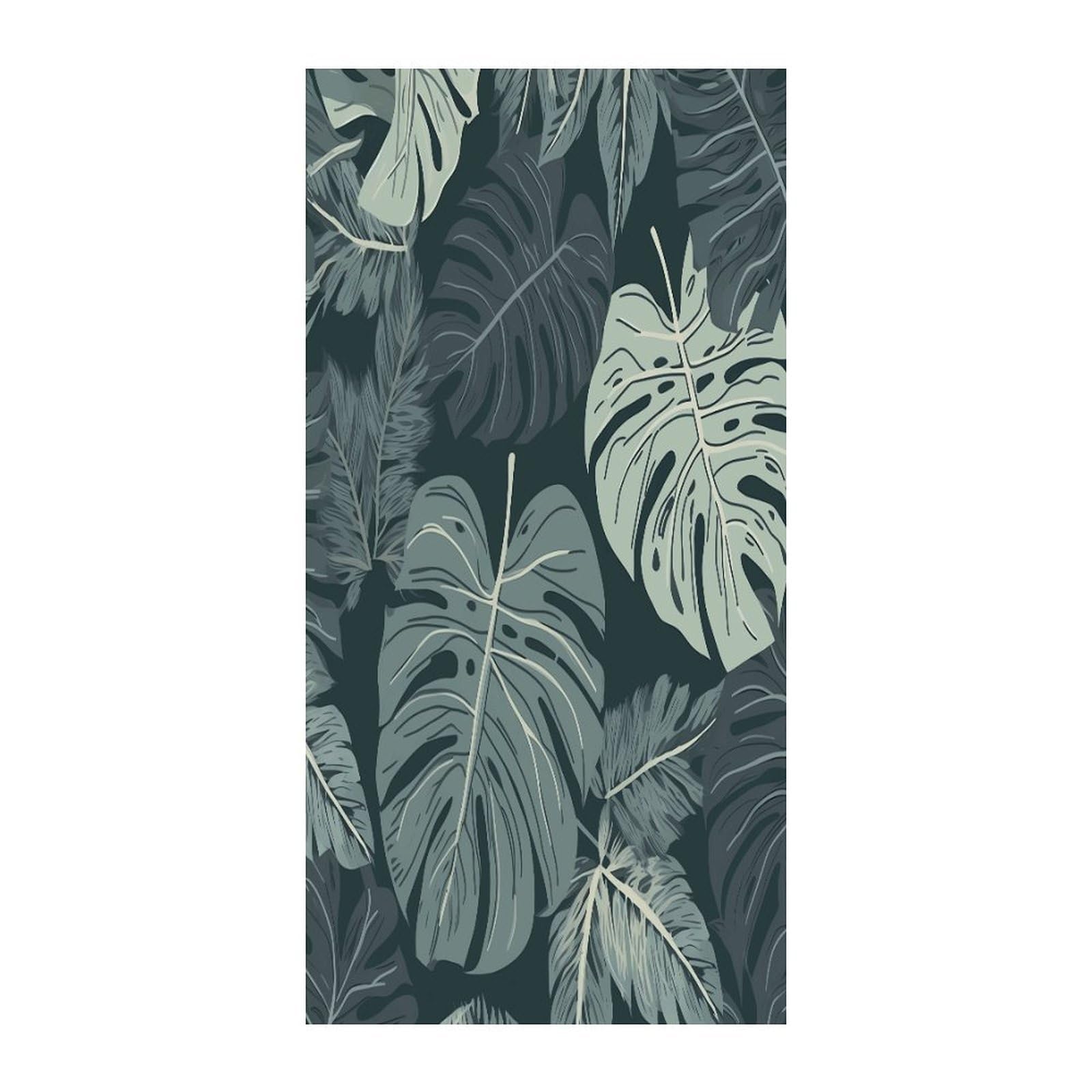 Fekiloot Style Gray Leaf Pattern Door Curtain Room Divider Curtains