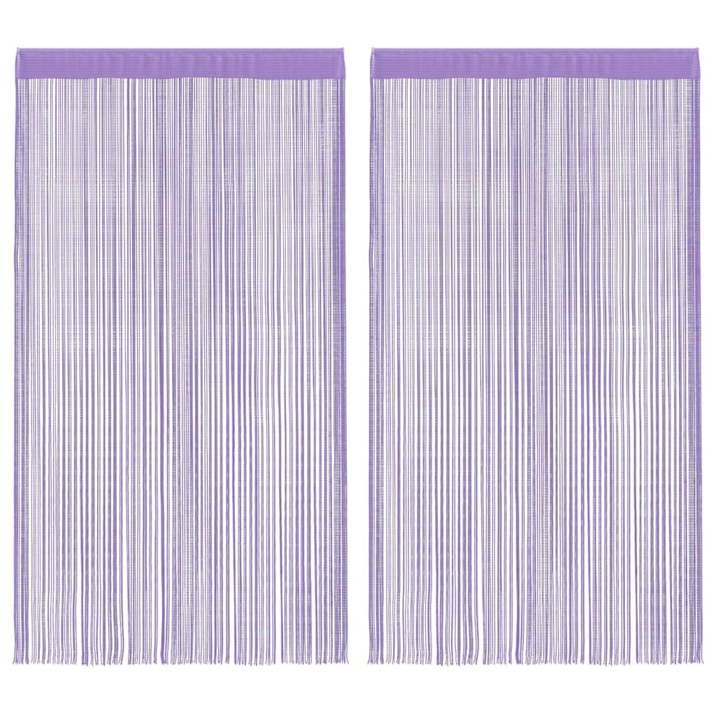 vidaXL String Curtains 2 pcs Purple 100x250 cm, fringe curtain, rod pocket curtain, room divider, door string curtain, thread curtain