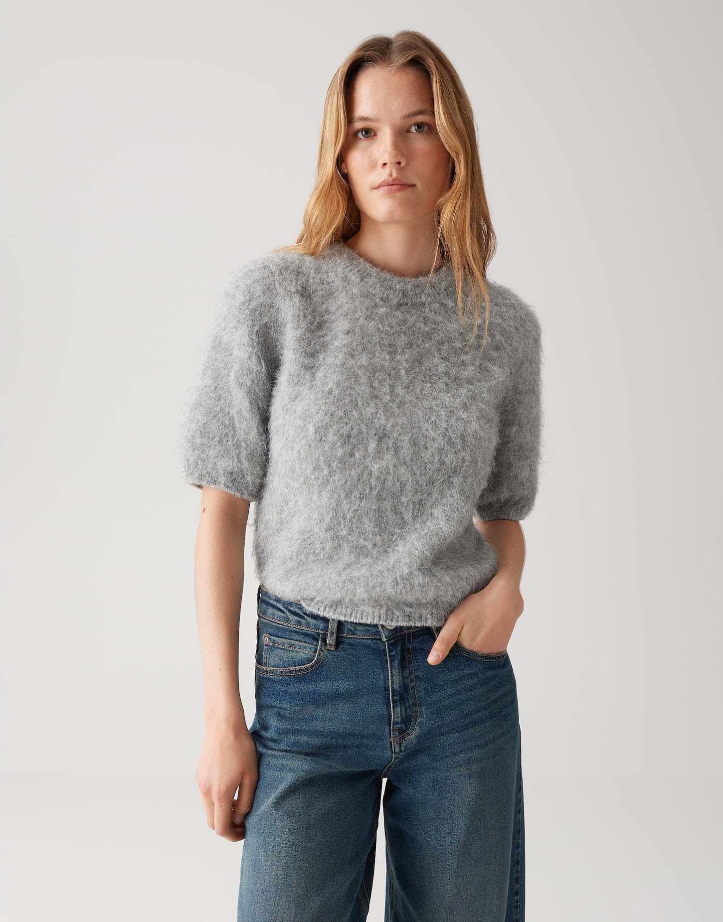 OPUS Damen Pullover | PLAUSH Regular Kurzarmpullover mit Wollanteil