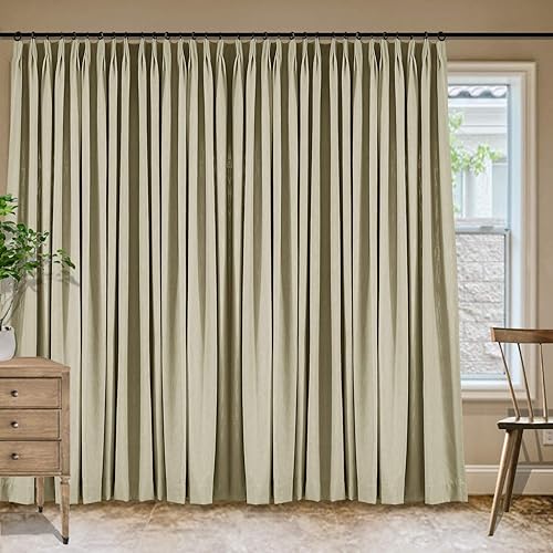 Miniatura 73 de Frelement Cortinas plisadas de lino de algodón extra anchas para oscurecer la habitación, 120 pulgadas de ancho x 96 pulgadas de largo, cortinas