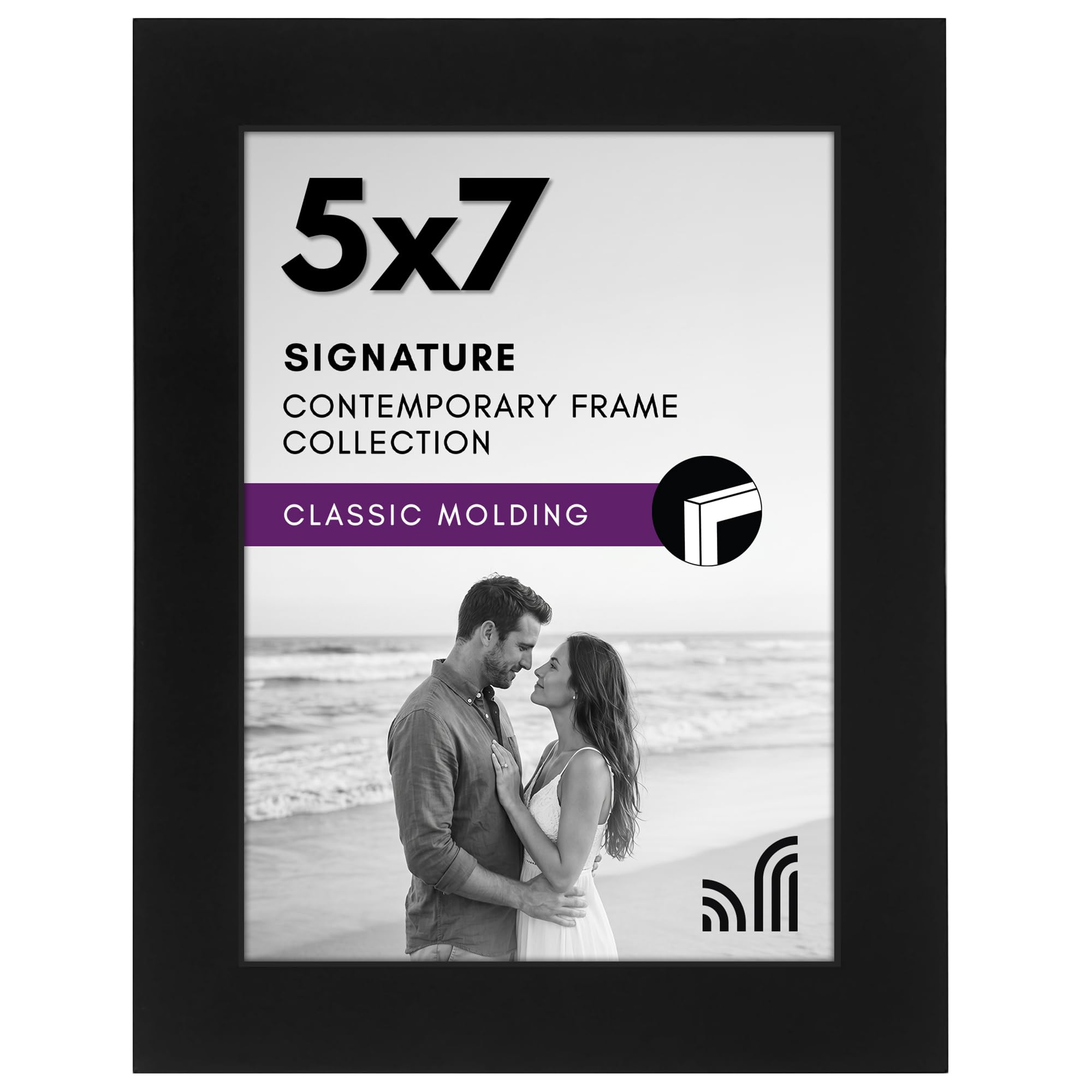 Americanflat 5x7 Picture Frame with Shatter-Resistant Glass - Signature Collection - Gallery-Style Frames Made of Engineered Wood - Photo Frame for