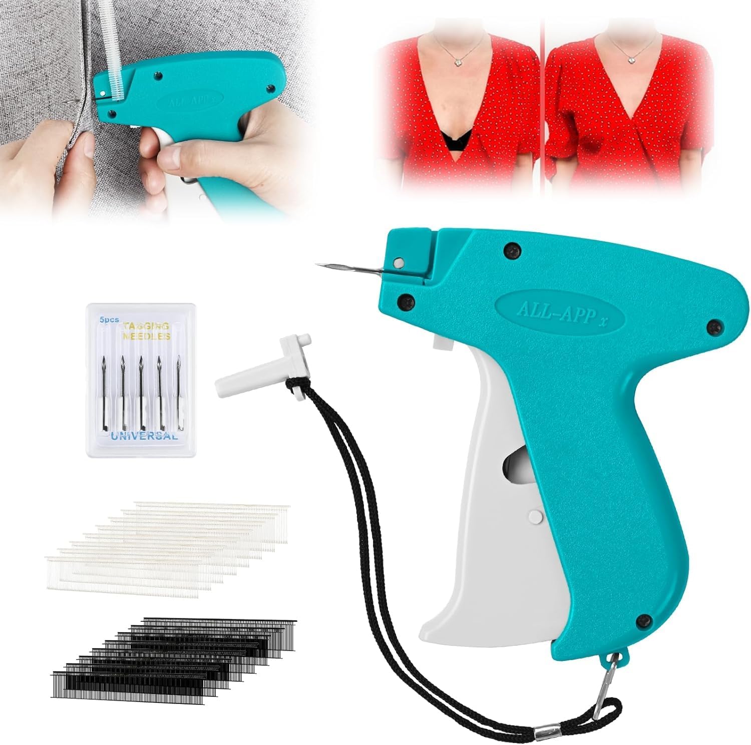 Quick Clothing Fixer Stitch Gun for Clothes Mini Portable Clothing Sewing Fixer Speedy Tagging Gun Quick Repair Garment Handheld Sewing Machine Zip Stitch Tool with 1000pcs Glue Needle for Designers