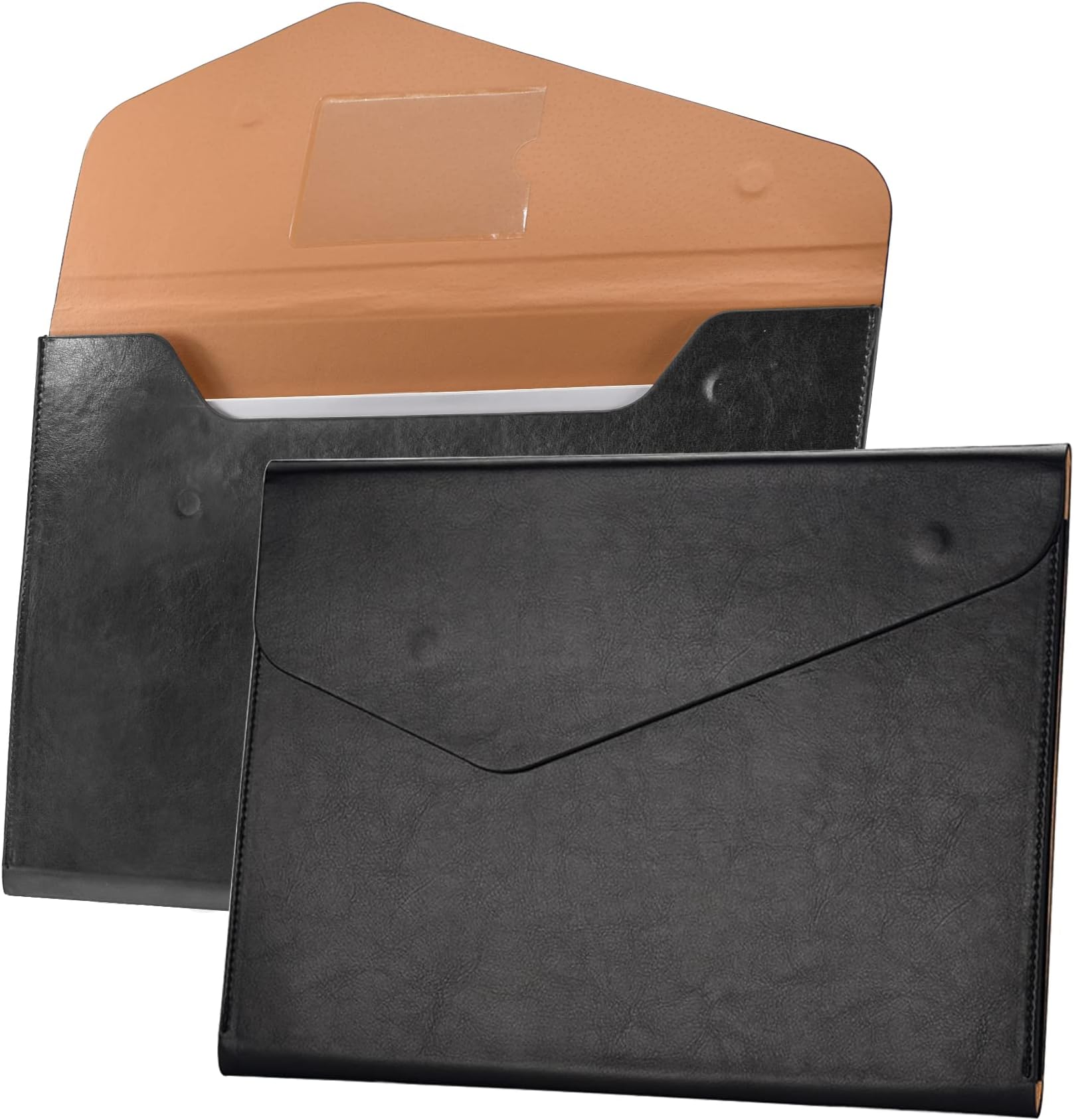 1 Piece File Folders PU Leather Expanding Document Holder File Jacket Filing Envelope for A4 Letter Size Paper with Invisible Magnetic Closure Black