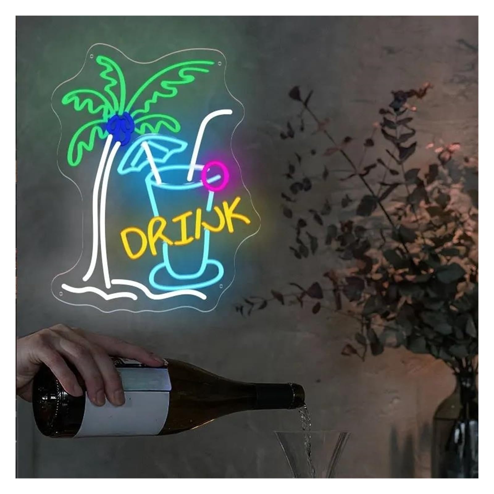 Insegna luminosa al neon Bevanda per luci al per neon Acrilico per insegne per per alimentazione per USB, luminosità regolabile Cocktail per per Adatto per arredamento negozio 35cmx45cm