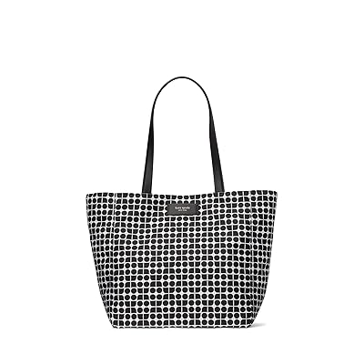 Kate Spade New York Noel Printed Fabric Large Tote Tote Handbags Black, Leather