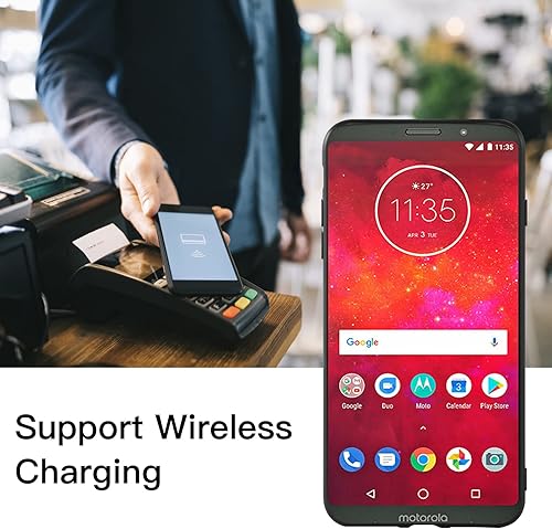 Miniatura 2 de Asuwish Funda compatible con Moto Z3  Z3 Play y protector de pantalla de vidrio templado, delgado, suave, TPU flor, resistente, funda de cuero gris