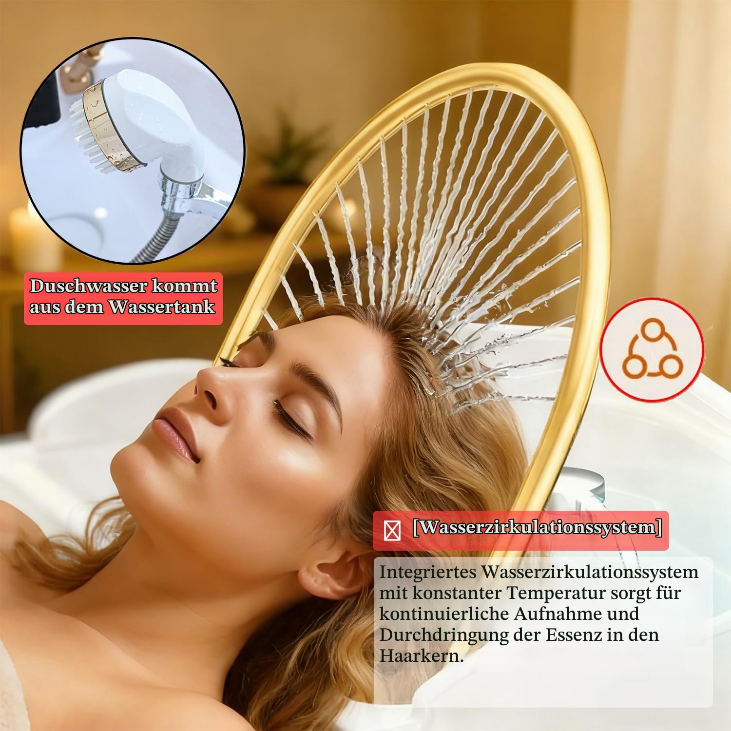 Head Spa Gerät, Haarwaschbecken für Bettlägerige mit 60L Wassertank, Mobiles Waschbecken, Friseurwaschbecken, inklusive Dampfbegaser und Dampfhaube, für Kopf Spa und Friseursalons, Weiß