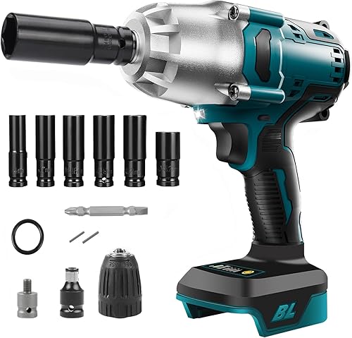 Llave de impacto inalámbrica compatible con batería Makita de 18 V, 600 N.m de rango medio de 12 pulgada y llave de impacto de alto par de 38