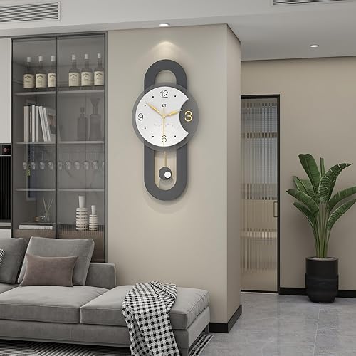 Miniatura 3 de Reloj de pared grande para decoración de sala de estar, moderno reloj de pared de péndulo, funciona con pilas, para dormitorio, cocina, oficina,