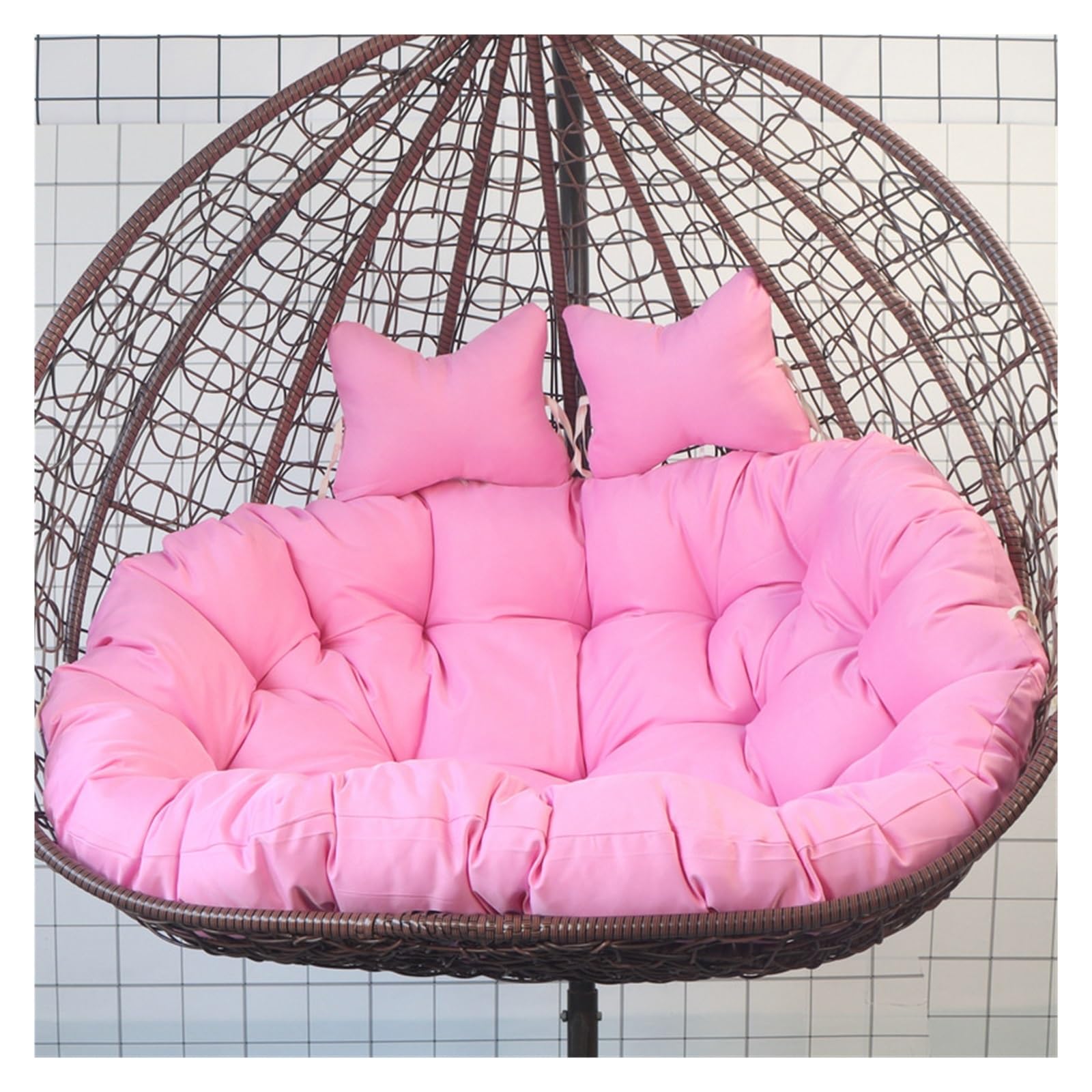 Meiiron Swing Egg Chair 2 Persons Cushion, Large Round Swing Cushion, Washable Hanging Chair Cushion Pads with Cushion, Patio Hammock Wicker Chair Seat for Indoor Outdoor Furniture(Color 7)