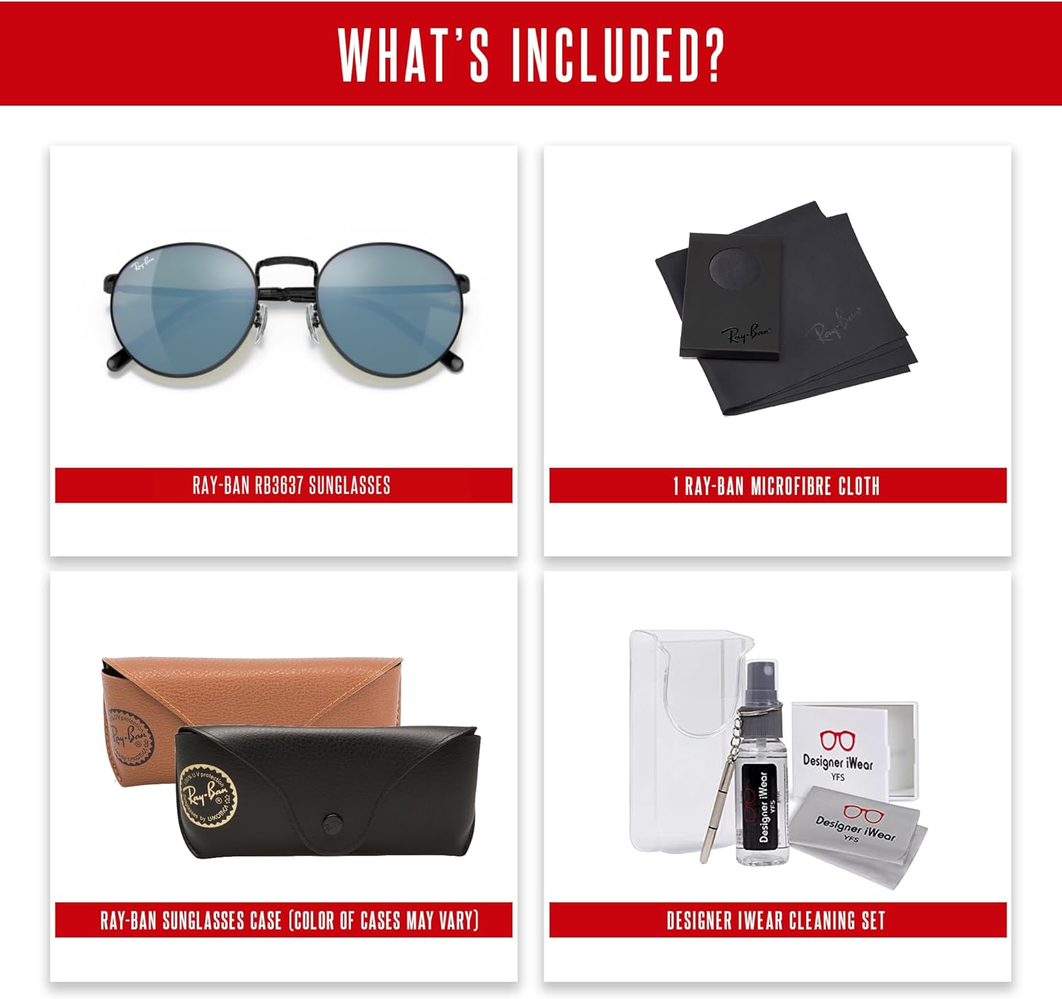 Ray-Ban RB3637 New Round Sunglasses for Men for Women +BUNDLE with ACCESSORY EYEWEAR KIT - Image 2